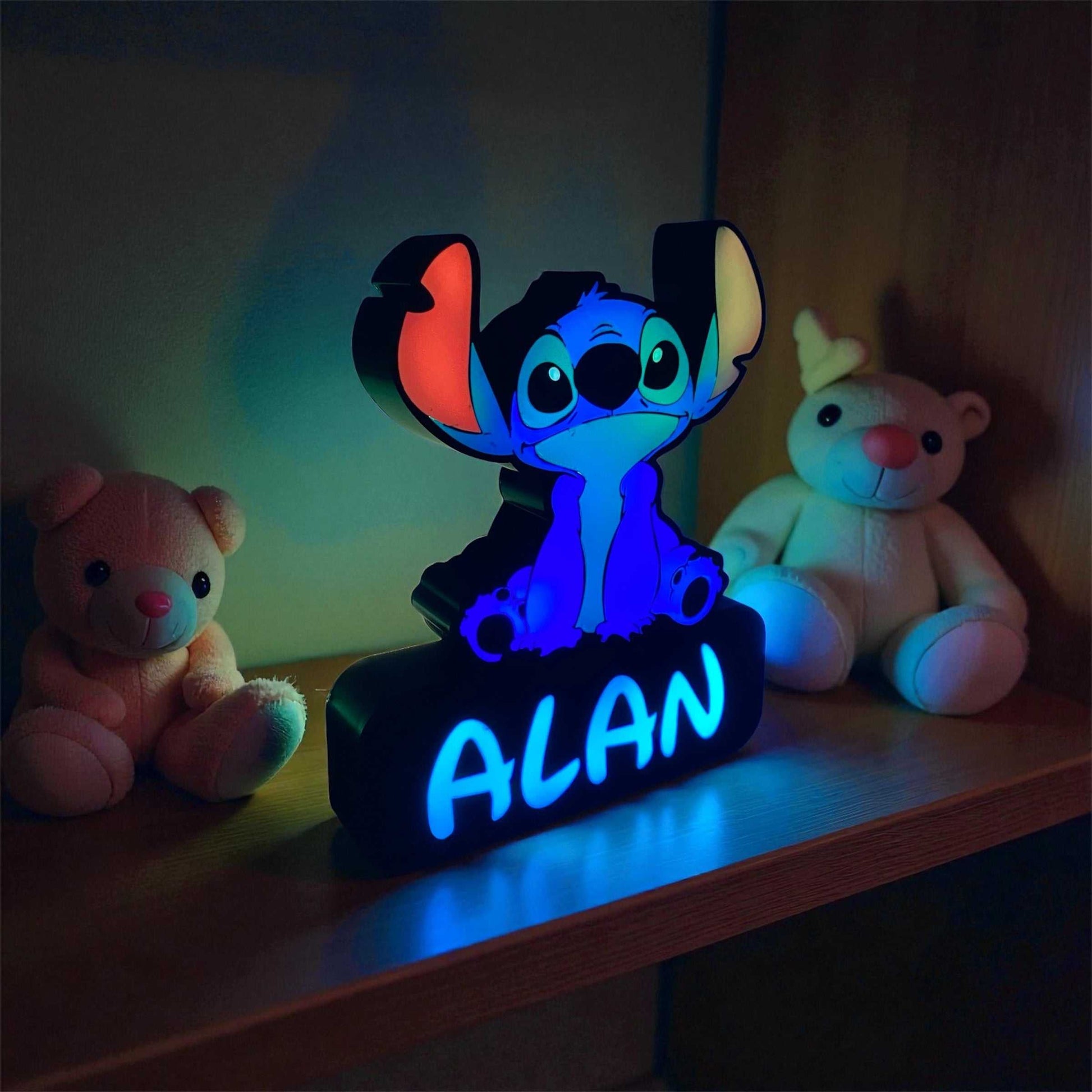 Custom Stitch lamp with glowing LED light